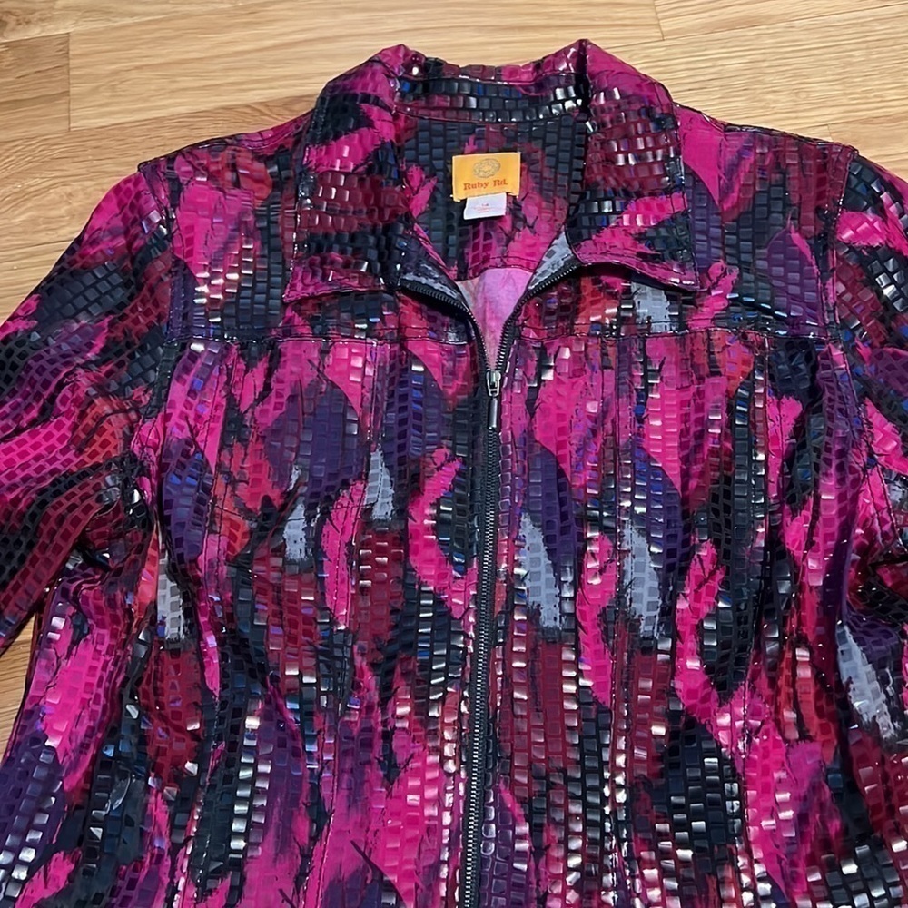 Ruby Rd Vintage Full Zip Shiny Shacket Size 14 - image 4
